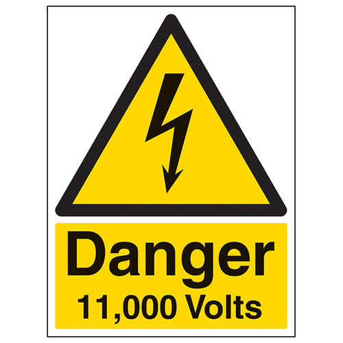Danger 11000 Volts Safety Sign High Voltage For Workers
