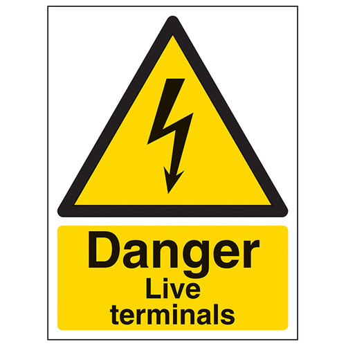 Danger Live Terminals Safety Sign For Workers Hi Vis