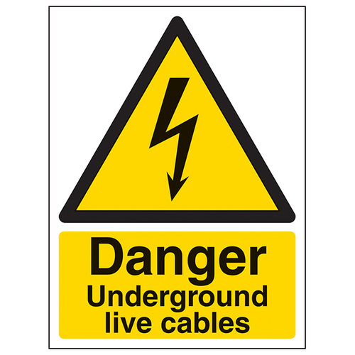 Underground Live Cables Safety Sign High Visibility Site
