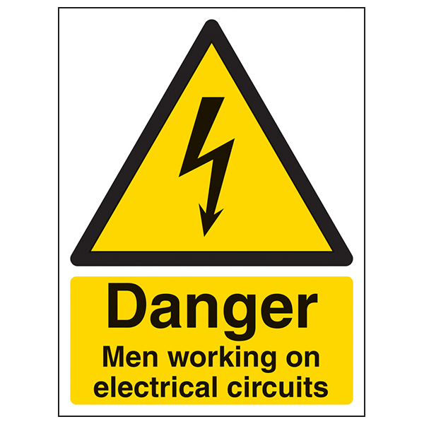 Men Working On Electrical Circuits Worker Safety Sign