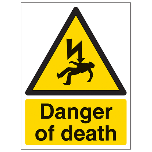 Danger Of Death Portrait Safety Sign For Workplace Areas