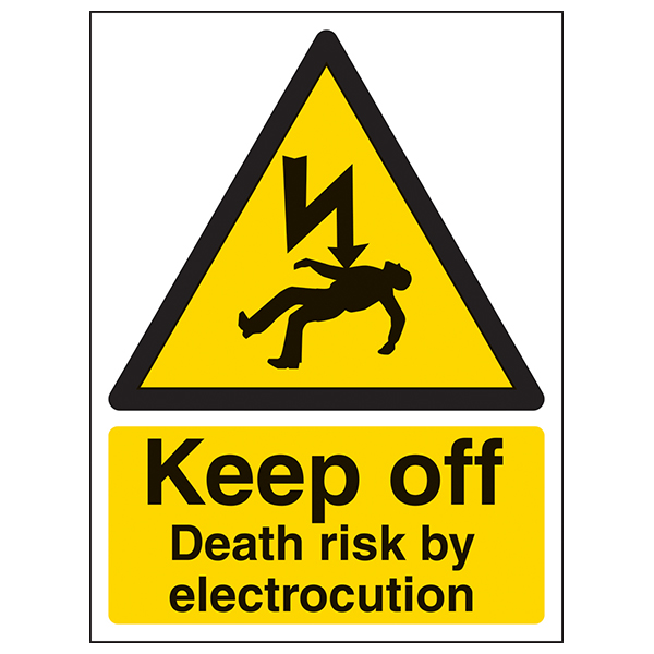 Electrocution Safety Sign High Contrast Warning For Workers