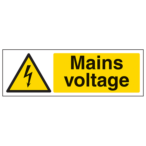 Mains Voltage Safety Sign For Workplace High Contrast