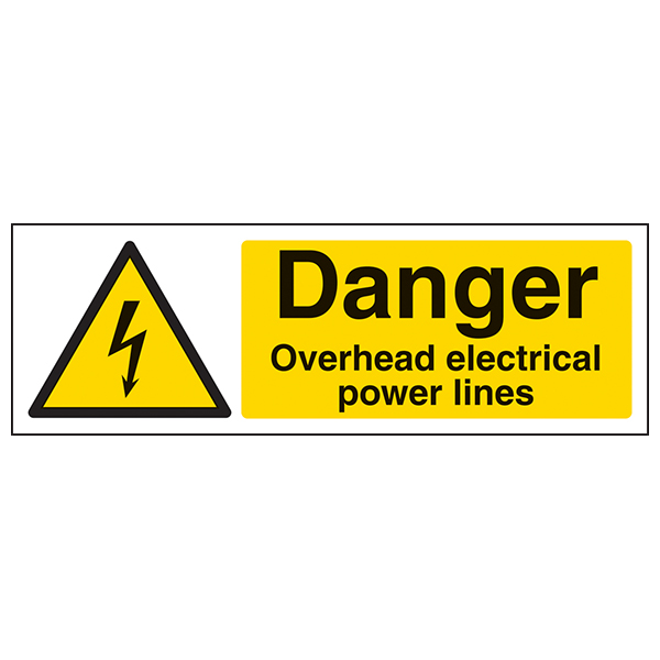 Danger Overhead Power Lines Hi Vis Safety Sign For Workers