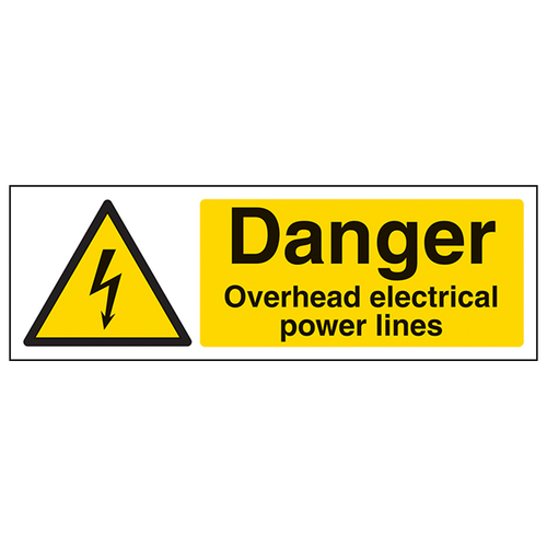 Danger Overhead Power Lines Hi Vis Safety Sign For Workers