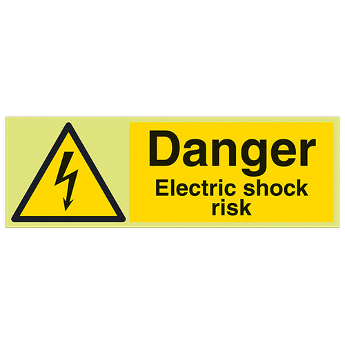 GITD Electric Shock Safety Sign Photoluminescent Staff