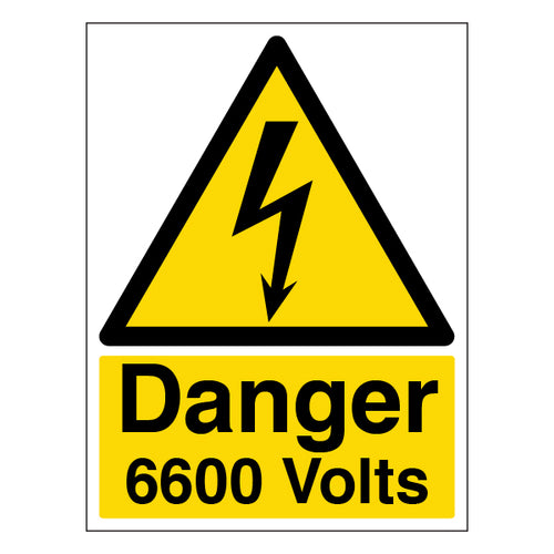 Danger 6600 Volts Safety Sign High Voltage Warning Workers