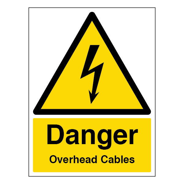 Danger Overhead Cables Safety Sign High Visibility For Workers