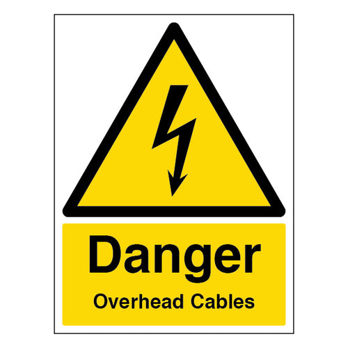 Danger Overhead Cables Safety Sign High Visibility For Workers