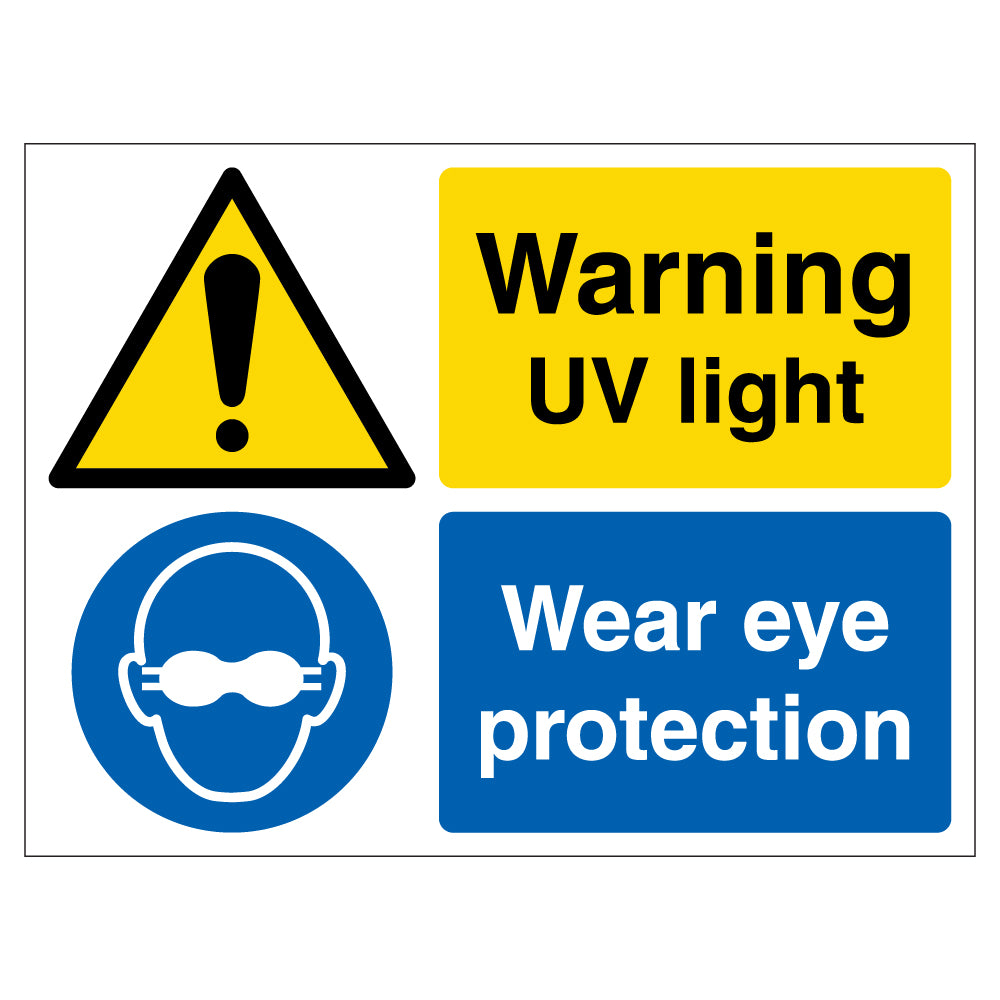 Warning UV Light Safety Sign Wear Eye Protection Staff