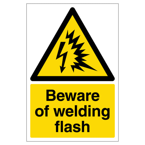Welding Flash Warning Self Adhesive Safety Sign Pros Worker