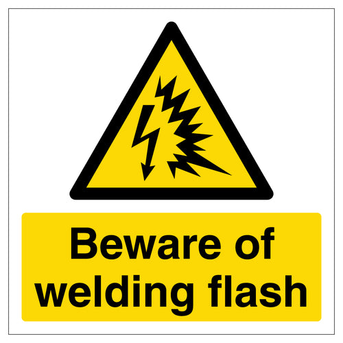 Welding Flash Warning Safety Sign Self Adhesive Staff