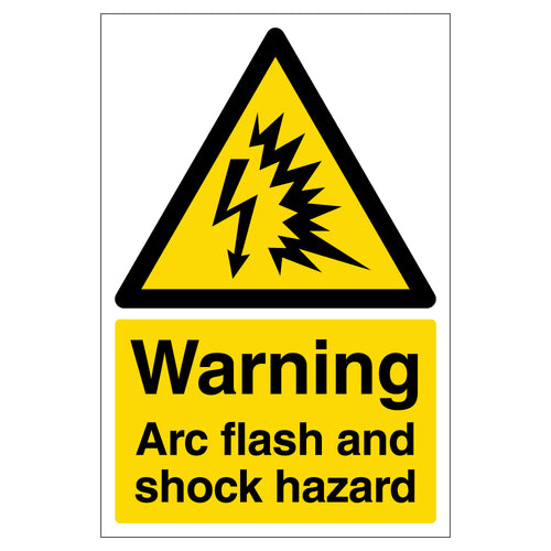 Arc Flash And Shock Hazard Safety Sign Portrait For Workers