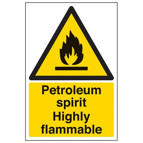 Petroleum Spirit Highly Flammable Safety Sign Industrial