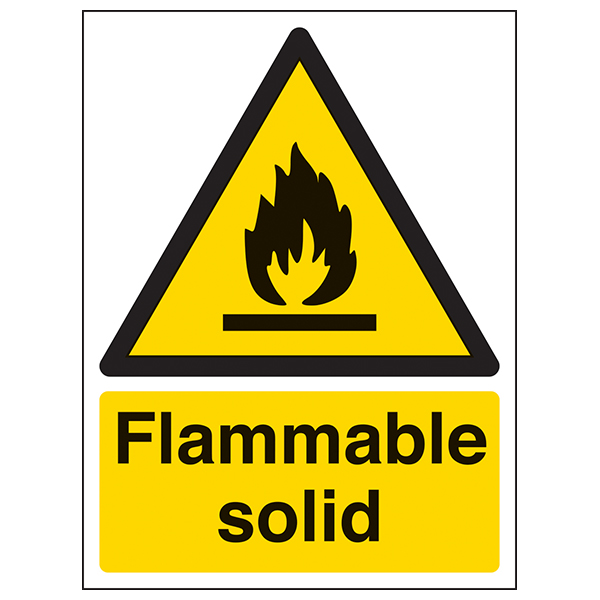 Flammable Solid Safety Sign Portrait Durable Workplace