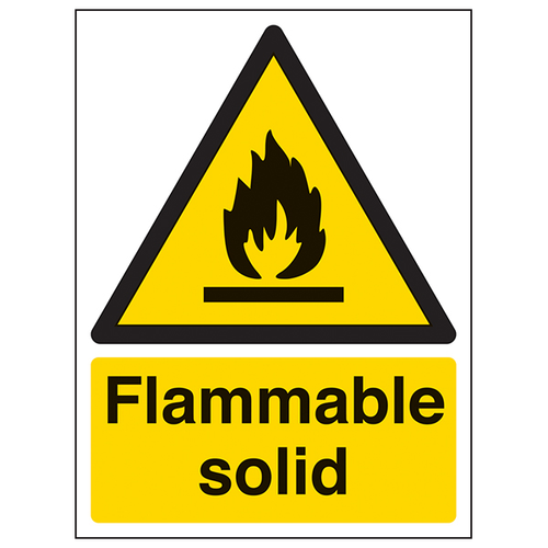Flammable Solid Safety Sign Portrait Durable Workplace