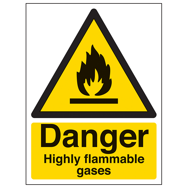 Danger Highly Flammable Gases Safety Sign For Workplace