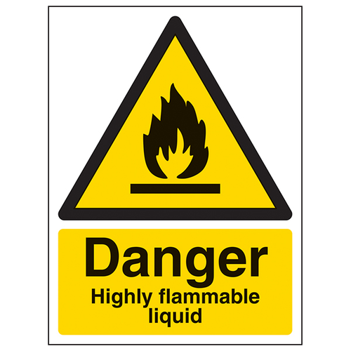 Danger Highly Flammable Liquid Safety Sign Portrait Staff