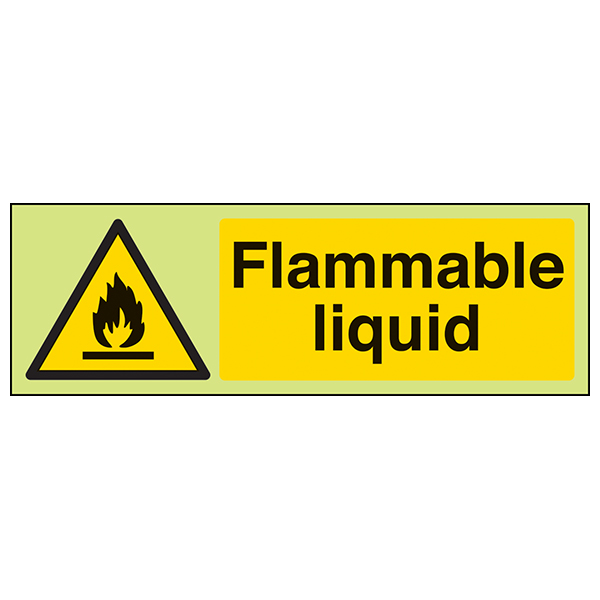 Flammable Liquid Safety Sign Photoluminescent For Facility