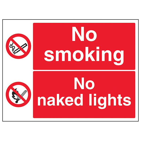 No Smoking No Naked Lights Safety Sign For Worksites
