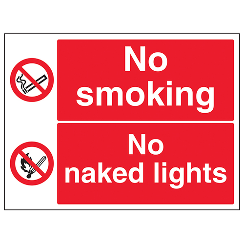 No Smoking No Naked Lights Safety Sign For Worksites