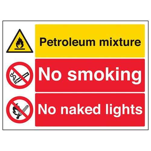 Petroleum Mixture No Smoking Safety Sign Warning Workers
