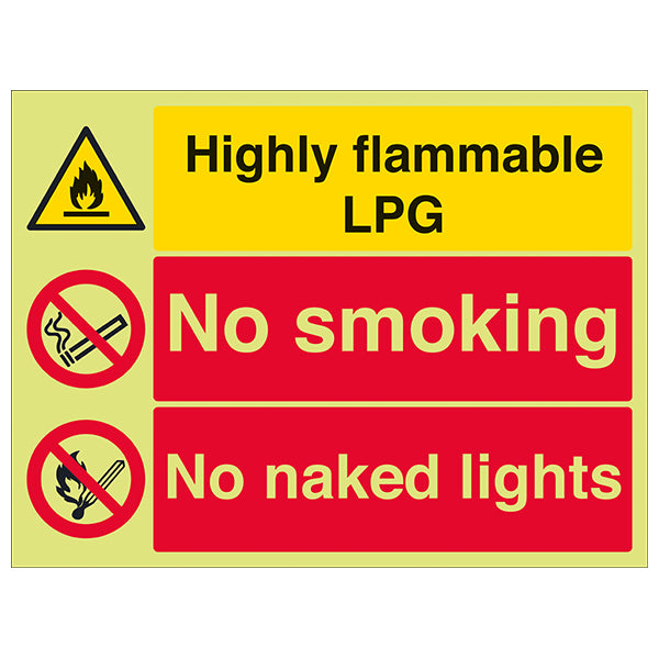 GITD Highly Flammable LPG Safety Sign Workplace Glow