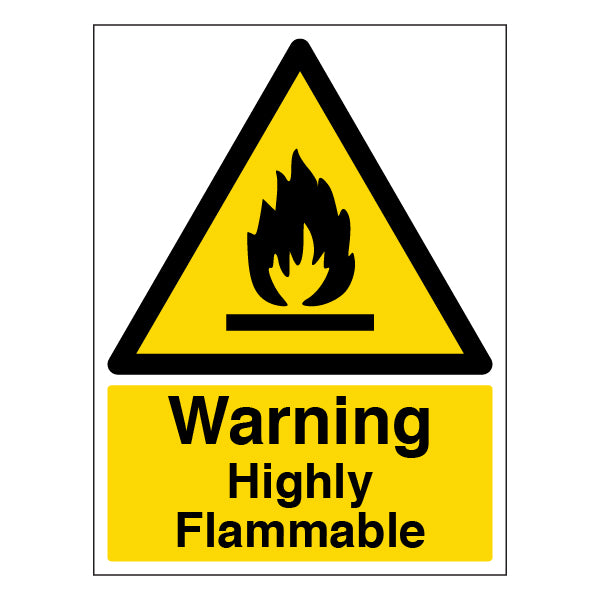 Highly Flammable Safety Sign Portrait For Workplace Safety