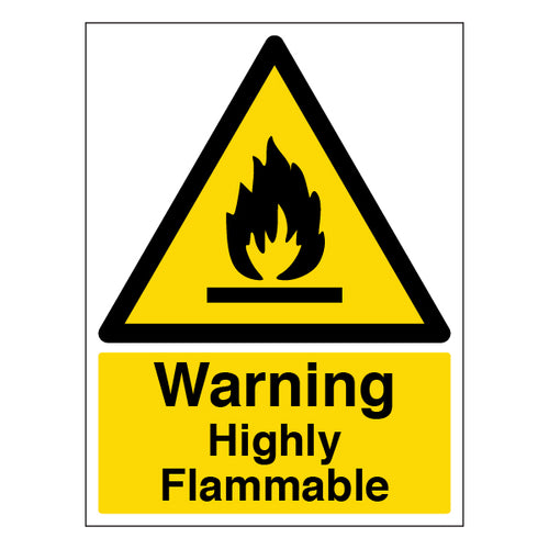 Highly Flammable Safety Sign Portrait For Workplace Safety