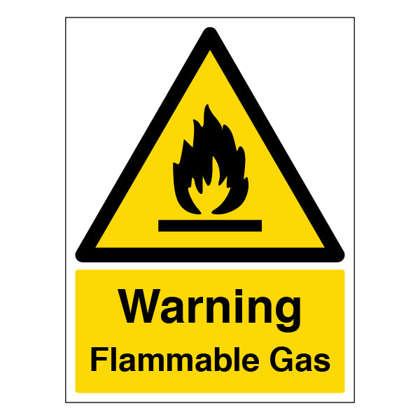 Warning Flammable Gas Safety Sign Durable Portrait Worksite