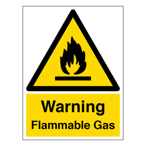 Warning Flammable Gas Safety Sign Durable Portrait Worksite