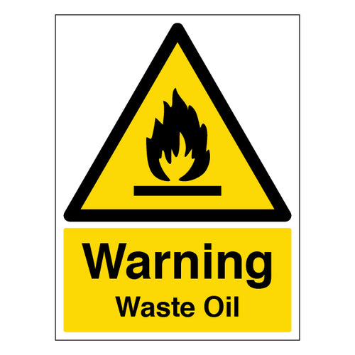 Warning Waste Oil Safety Sign High Visibility Workplace