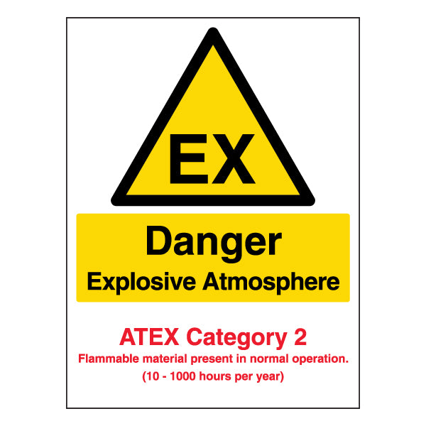 Explosive Atmosphere Safety Sign Atex Cat 2 Industrial