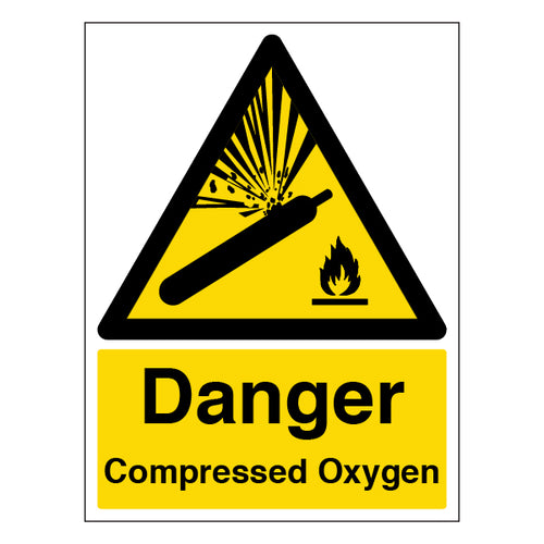 Danger Compressed Oxygen Safety Sign High Contrast For Sites