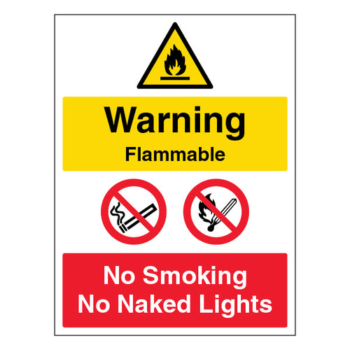 Flammable Warning No Smoking Safety Sign For Businesses