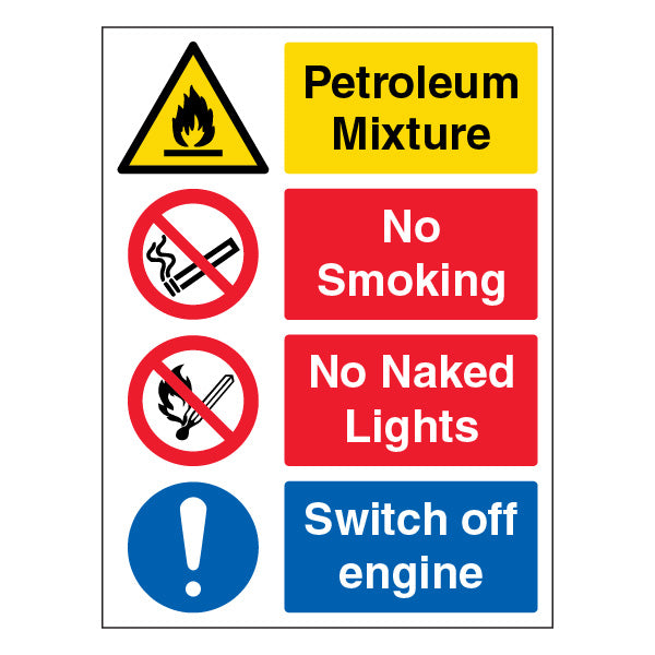 Petroleum Mixture No Smoking Safety Sign Durable Workplace