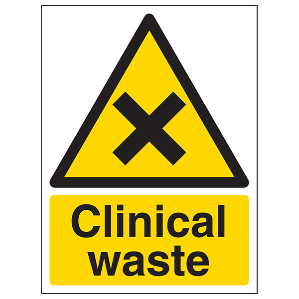 Clinical Waste Safety Sign Compliant Clear For Staff