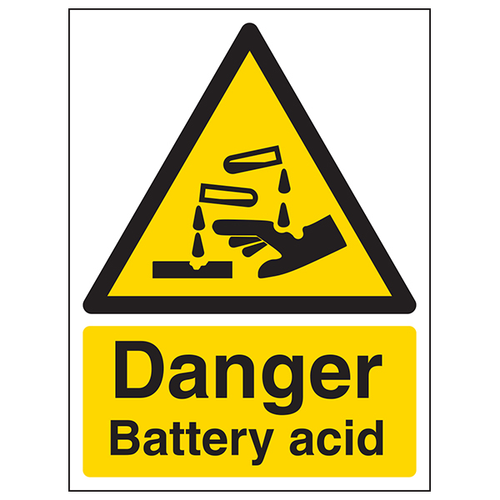 Danger Battery Acid Sign Portrait EN ISO 7010 For Staff