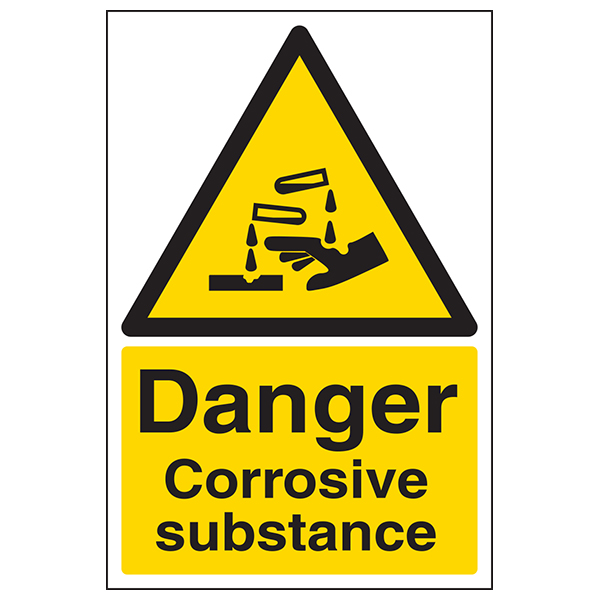 Danger Corrosive Substance Safety Sign For Workplaces