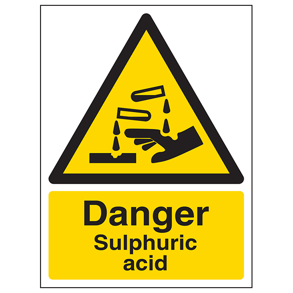 Danger Sulphuric Acid Safety Sign Portrait For Workers