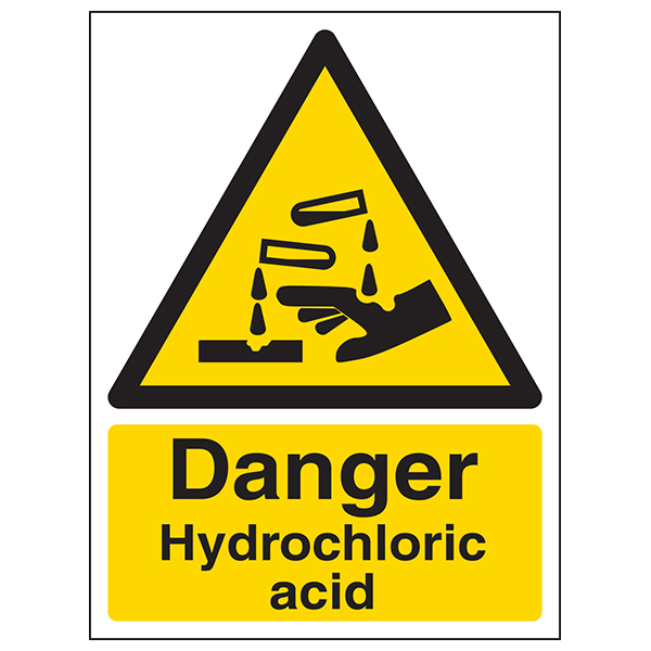 Danger Hydrochloric Acid Safety Sign Portrait For Workplace