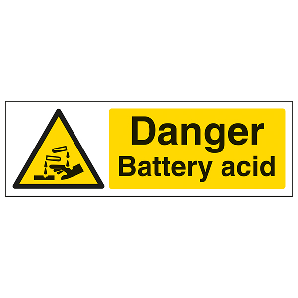 Danger Battery Acid Safety Sign Landscape For Workplace