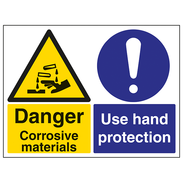Corrosive Materials Safety Sign Hand Protection For Workers