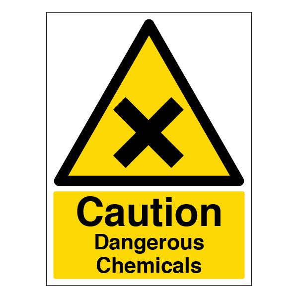 Caution Chemicals Safety Sign Self Adhesive For Staff