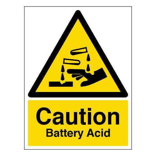 Caution Battery Acid Safety Sign Compliant For Workplace