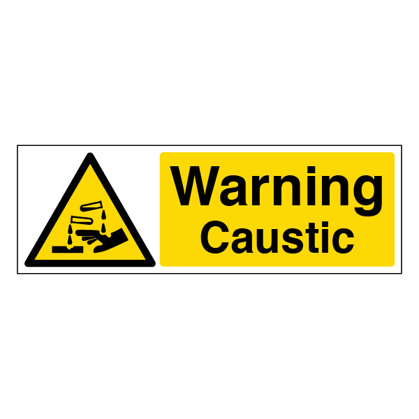 Warning Caustic Safety Sign Durable Compliance For Staff