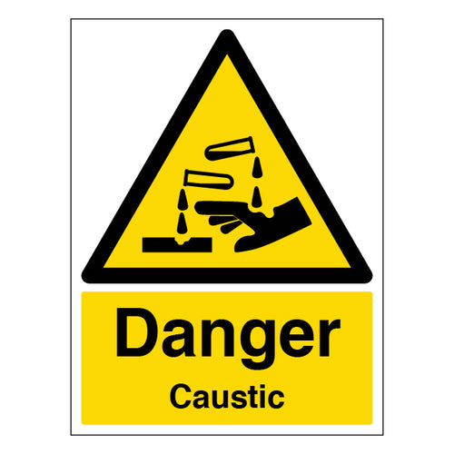Danger Caustic Safety Sign For Staff High Visibility