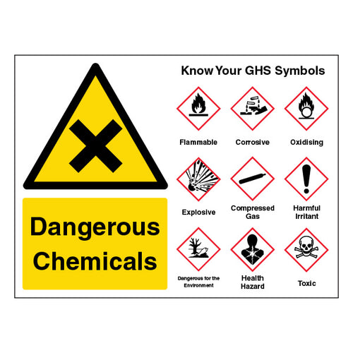 Dangerous Chemicals Safety Sign High Contrast Large Staff