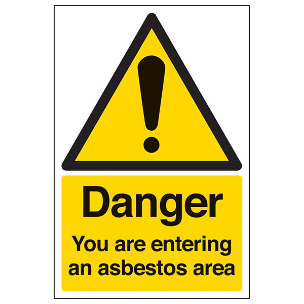 Asbestos Area Safety Sign Portrait For Workers In Workplace
