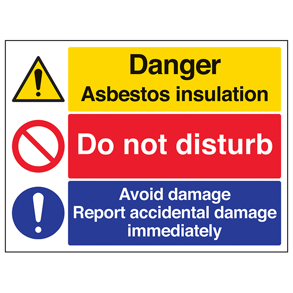 Asbestos Danger Report Damage Safety Sign For Workers